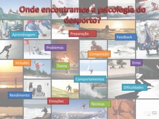 Aprendizagem
Treino
Preparação
Competição
Problemas
Dificuldades
Emoções
Técnicas
Comportamentos
Rendimento
ErrosVirtudes
Feedback
 