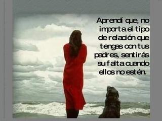 Aprendí que, no importa el tipo de relación que tengas con tus padres, sentirás su falta cuando ellos no estén.  