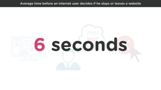 YES?
NO?
6 seconds
Average time before an internet user decides if he stays or leaves a website
 