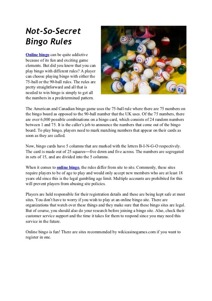 picture Bingo Rules To Win not so secret bingo rules
