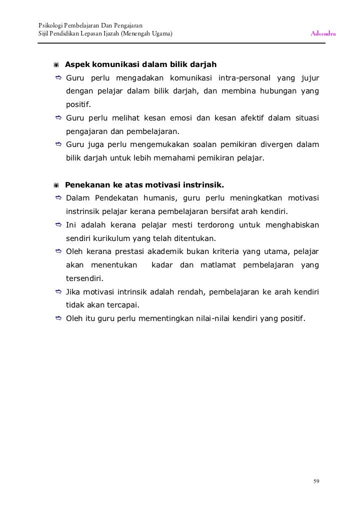 Nota Psikologi Pembelajaran