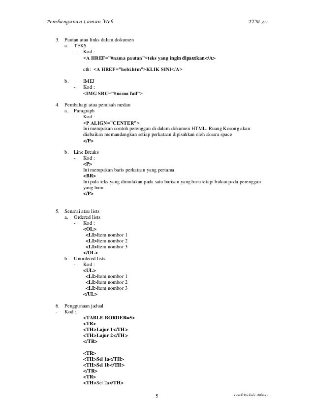 Nota Pembangunan Laman Web