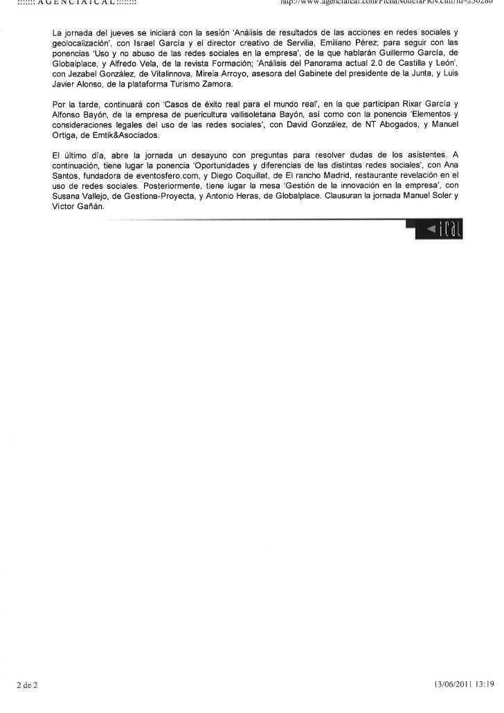 Nota Prensa De Presentacion De La Primera Semana De Las Redes Sociale
