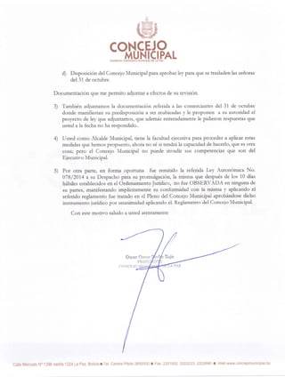 Respuesta a consulta Ley Municipal Autonómica