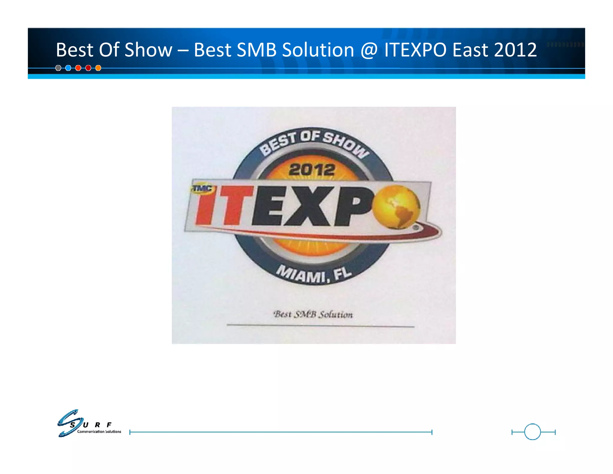 Best Of Show – Best SMB Solution @ ITEXPO East 2012
 