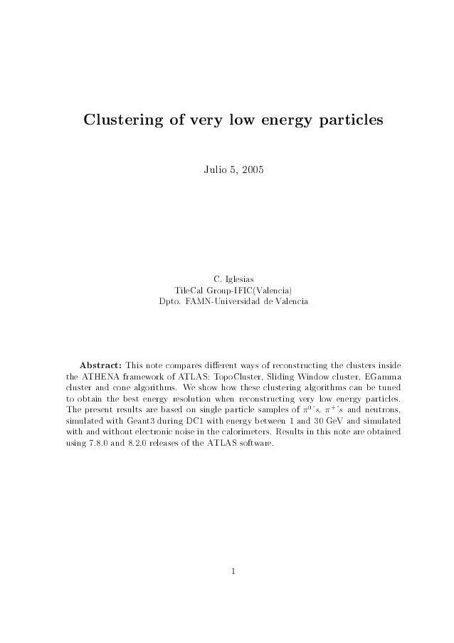 Articulo Cientifico Clustering Of Vety Low Energy Particles