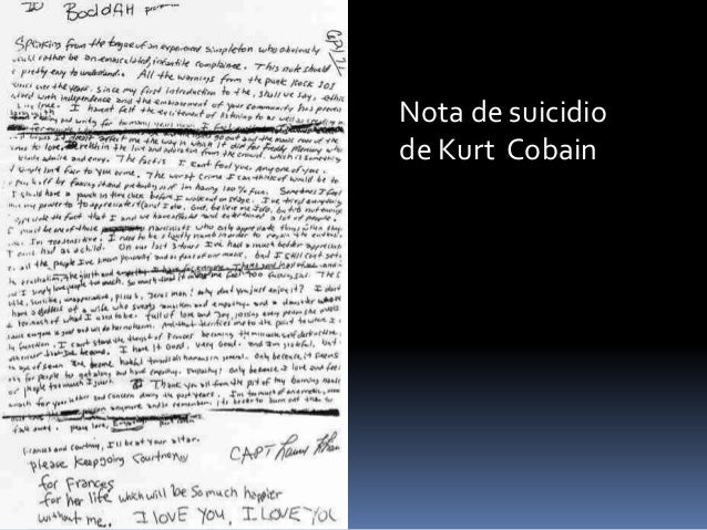 Nota de suicidio kurt cobain