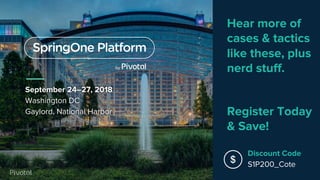 September 24–27, 2018
Washington DC
Gaylord, National Harbor
Discount Code
S1P200_Cote
Hear more of
cases & tactics
like these, plus
nerd stuff.
Register Today
& Save!
 