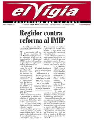 Regidor contra Reforma al IMIP