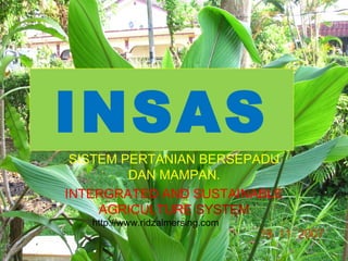 INSAS SISTEM   PERTANIAN   BERSEPADU   DAN   MAMPAN . INTERGRATED   AND   SUSTAINABLE   AGRICULTURE   SYSTEM http://www.ridzalmersing.com 