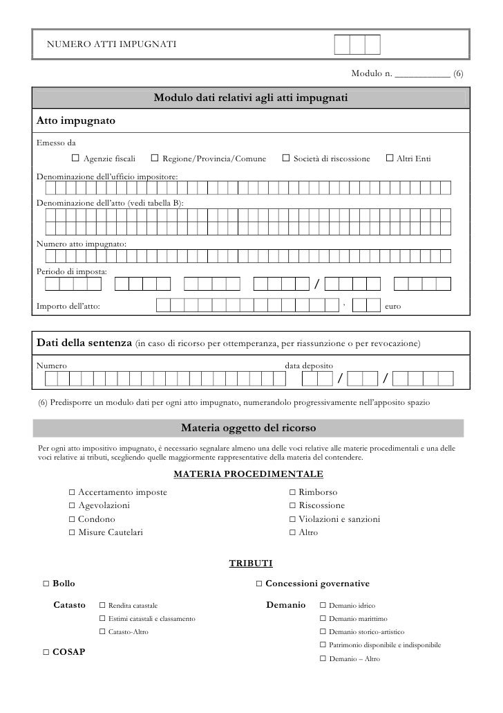 MODULO DEPOSITO PEC TAR SCARICA