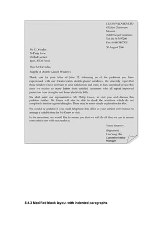 5.4.3 Modified block layout with indented paragraphs
 