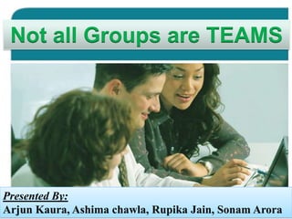 Not all Groups are TEAMS




Presented By:
Arjun Kaura, Ashima chawla, Rupika Jain, Sonam Arora
 
