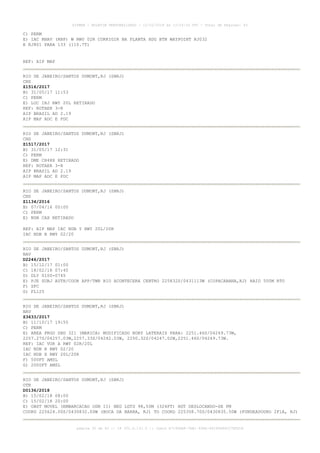 C) PERM
E) IAC RNAV (RNP) W RWY 02R CORRIGIR NA PLANTA HDG BTN WAYPOINT RJ032
E RJ801 PARA 133 (110.7T)
REF: AIP MAP
RIO DE JANEIRO/SANTOS DUMONT,RJ (SBRJ)
CNS
Z1516/2017
B) 31/05/17 11:53
C) PERM
E) LOC IRJ RWY 20L RETIRADO
REF: ROTAER 3-R
AIP BRASIL AD 2.19
AIP MAP ADC E PDC
RIO DE JANEIRO/SANTOS DUMONT,RJ (SBRJ)
CNS
Z1517/2017
B) 31/05/17 12:31
C) PERM
E) DME CH48X RETIRADO
REF: ROTAER 3-R
AIP BRASIL AD 2.19
AIP MAP ADC E PDC
RIO DE JANEIRO/SANTOS DUMONT,RJ (SBRJ)
CNS
Z1134/2016
B) 07/04/16 00:00
C) PERM
E) NDB CAX RETIRADO
REF: AIP MAP IAC NDB Y RWY 20L/20R
IAC NDB B RWY 02/20
RIO DE JANEIRO/SANTOS DUMONT,RJ (SBRJ)
NAV
D2246/2017
B) 15/12/17 01:00
C) 18/02/18 07:45
D) DLY 0100-0745
E) PJE SUBJ AUTH/COOR APP/TWR RIO ACONTECERA CENTRO 225832S/0431113W (COPACABANA,RJ) RAIO 500M RTO
F) SFC
G) FL125
RIO DE JANEIRO/SANTOS DUMONT,RJ (SBRJ)
NAV
Z3633/2017
B) 11/10/17 19:55
C) PERM
E) AREA PRGO SBD 321 (MARICA) MODIFICADO BDRY LATERAIS PARA: 2251.46S/04249.73W,
2257.27S/04257.03W,2257.33S/04242.03W, 2250.32S/04247.02W,2251.46S/04249.73W.
REF: IAC VOR A RWY 02R/20L
IAC NDB B RWY 02/20
IAC NDB X RWY 20L/20R
F) 500FT AMSL
G) 2000FT AMSL
RIO DE JANEIRO/SANTOS DUMONT,RJ (SBRJ)
OTR
D0136/2018
B) 15/02/18 08:00
C) 15/02/18 20:00
E) OBST MOVEL (EMBARCACAO ODN II) NEG LGTD 98,50M (324FT) HGT DESLOCANDO-SE FM
COORD 225624.00S/0430832.00W (BOCA DA BARRA, RJ) TO COORD 225358.70S/0430835.50W (FUNDEADOURO 2F1A, RJ)
AISWEB - BOLETIM PERSONALIZADO - 12/02/2018 às 13:24:16 UTC - Total de Páginas: 43
página 32 de 43 :: IP 201.6.131.5 :: check A7190ABF-7EB1-40E8-86295A86C27E6D1A
 