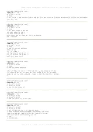 CAMPINAS/VIRACOPOS,SP (SBKP)
Z0202/2019 - ATM
B) 12/03/19 23:39
C) PERM
E) SID OSIPA 1B RWY 15 MODIFICAR O NDB RCL PELO WPT GERTU NA PLANTA E NA DESCRICAO TEXTUAL DO SEGUIMENTO
REF.: AIP -MAP
CAMPINAS/VIRACOPOS,SP (SBKP)
Z0199/2019 - ATM
B) 12/03/19 23:20
C) PERM
E) SID RNAV ISEVU 1A RWY 33
SID RNAV DADGO 1A RWY 33
SID RNAV BOCAS 2A RWY 15
MODIFICAR O NDB RCL PARA WPT GERTU NA PLANTA
REF.: AIP-MAP
CAMPINAS/VIRACOPOS,SP (SBKP)
Z2598/2017 - CNS
B) 27/08/17 16:05
C) PERM
E) NDB IP 300 KHZ RETIRADO
REF: AIP-MAP
IAC ILS T RWY 15
IAC ILS X OU/OR LOC X RWY 15
IAC ILS Y OU/OR LOC Y RWY 15
ENRC L2/H2 ENRC L5/H5
CAMPINAS/VIRACOPOS,SP (SBKP)
Z1538/2016 - CNS
B) 20/05/16 00:00
C) PERM
E) NDB IB 240KHZ RETIRADO
REF: AIP-MAP: SID BCO 1B - VUGER 1B RWY 15, SID UMRIX 1B RWY 33,
SID UTGER 1B RWY 33, SID RNAV BCO 1A - VUGER 1A RWY 15, SID RNAV
OBDIK 1A RWY 33, STAR ESADA 1B - VUGMU 1B RWY 33, STAR UMRIX 1B RWY
15
CAMPINAS/VIRACOPOS,SP (SBKP)
D1975/2019 - CNS
B) 25/11/19 15:25
C) 24/01/20 23:59
E) VOR CPN 112.00MHZ U/S
CAMPINAS/VIRACOPOS,SP (SBKP)
D0023/2020 - CNS
B) 07/01/20 22:52
C) 05/04/20 23:59
E) DME CPN CH57X U/S NA RDL 141
CAMPINAS/VIRACOPOS,SP (SBKP)
D1912/2019 - NAV
B) 13/11/19 16:29
C) 06/02/20 21:53
D) NOV 13 1629-SS NOV 14 TIL FEB 06 SR-SS
E) AREA RESTRITA TEMPORARIAMENTE (PARAMOTOR) BTN COORD
224919S/0471841W, 224805S/0472147W, 224905S/0472256W,
225116S/0471900W (NOVA ODESSA, SP) ACT
F) GND
G) 3000FT AMSL
AISWEB - BOLETIM PERSONALIZADO - 16/01/2020 às 18:06:26 UTC - Total de Páginas: 54
página 35 de 54 :: IP 201.6.231.223 :: check 844D3136-2281-4264-99E1E725D66603D5
 