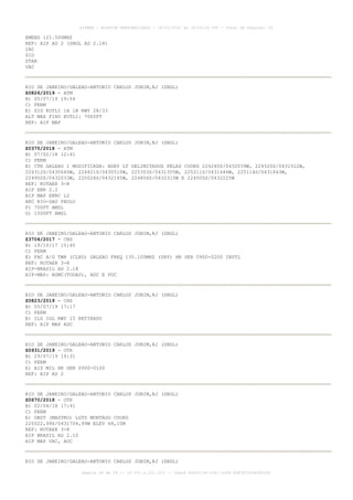 EMERG 121.500MHZ
REF: AIP AD 2 (SBGL AD 2.18)
IAC
SID
STAR
VAC
RIO DE JANEIRO/GALEAO-ANTONIO CARLOS JOBIM,RJ (SBGL)
Z0826/2019 - ATM
B) 05/07/19 19:54
C) PERM
E) SID KOTLI 1A 1B RWY 28/33
ALT MAX FIXO KOTLI: 7000FT
REF: AIP MAP
RIO DE JANEIRO/GALEAO-ANTONIO CARLOS JOBIM,RJ (SBGL)
Z0375/2018 - ATM
B) 07/02/18 12:41
C) PERM
E) CTR GALEAO 1 MODIFICADA: BDRY LT DELIMITADOS PELAS COORD 224240S/0432039W, 224520S/0431512W,
224312S/0430640W, 224821S/0430510W, 225303S/0431355W, 225211S/0431446W, 225114S/0431843W,
224950S/0432033W, 225026S/0432145W, 224856S/0432315W E 224505S/0432225W
REF: ROTAER 3-R
AIP ENR 2.2
AIP MAP ENRC L2
ARC RIO-SAO PAULO
F) 700FT AMSL
G) 1500FT AMSL
RIO DE JANEIRO/GALEAO-ANTONIO CARLOS JOBIM,RJ (SBGL)
Z3704/2017 - CNS
B) 19/10/17 15:45
C) PERM
E) FAC A/G TWR (CLRD) GALEAO FREQ 135.100MHZ (SRY) HR SER 0900-0200 INSTL
REF: ROTAER 3-R
AIP-BRASIL AD 2.18
AIP-MAP: AGMC(TODAS), ADC E PDC
RIO DE JANEIRO/GALEAO-ANTONIO CARLOS JOBIM,RJ (SBGL)
Z0823/2019 - CNS
B) 05/07/19 17:17
C) PERM
E) ILS IGL RWY 15 RETIRADO
REF: AIP MAP ADC
RIO DE JANEIRO/GALEAO-ANTONIO CARLOS JOBIM,RJ (SBGL)
Z0931/2019 - OTR
B) 29/07/19 19:31
C) PERM
E) AIS MIL HR SER 0900-0100
REF: AIP AD 2
RIO DE JANEIRO/GALEAO-ANTONIO CARLOS JOBIM,RJ (SBGL)
Z0670/2018 - OTR
B) 02/04/18 17:41
C) PERM
E) OBST (MASTRO) LGTD MONTADO COORD
225022,99S/0431704,99W ELEV 68,10M
REF: ROTAER 3-R
AIP BRASIL AD 2.10
AIP MAP VAC, AOC
RIO DE JANEIRO/GALEAO-ANTONIO CARLOS JOBIM,RJ (SBGL)
AISWEB - BOLETIM PERSONALIZADO - 16/01/2020 às 18:06:26 UTC - Total de Páginas: 54
página 44 de 54 :: IP 201.6.231.223 :: check 844D3136-2281-4264-99E1E725D66603D5
 