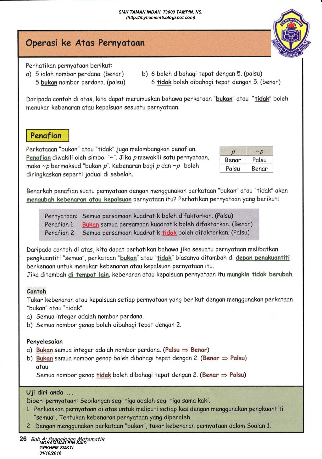 Nota matematik tingkatan 4