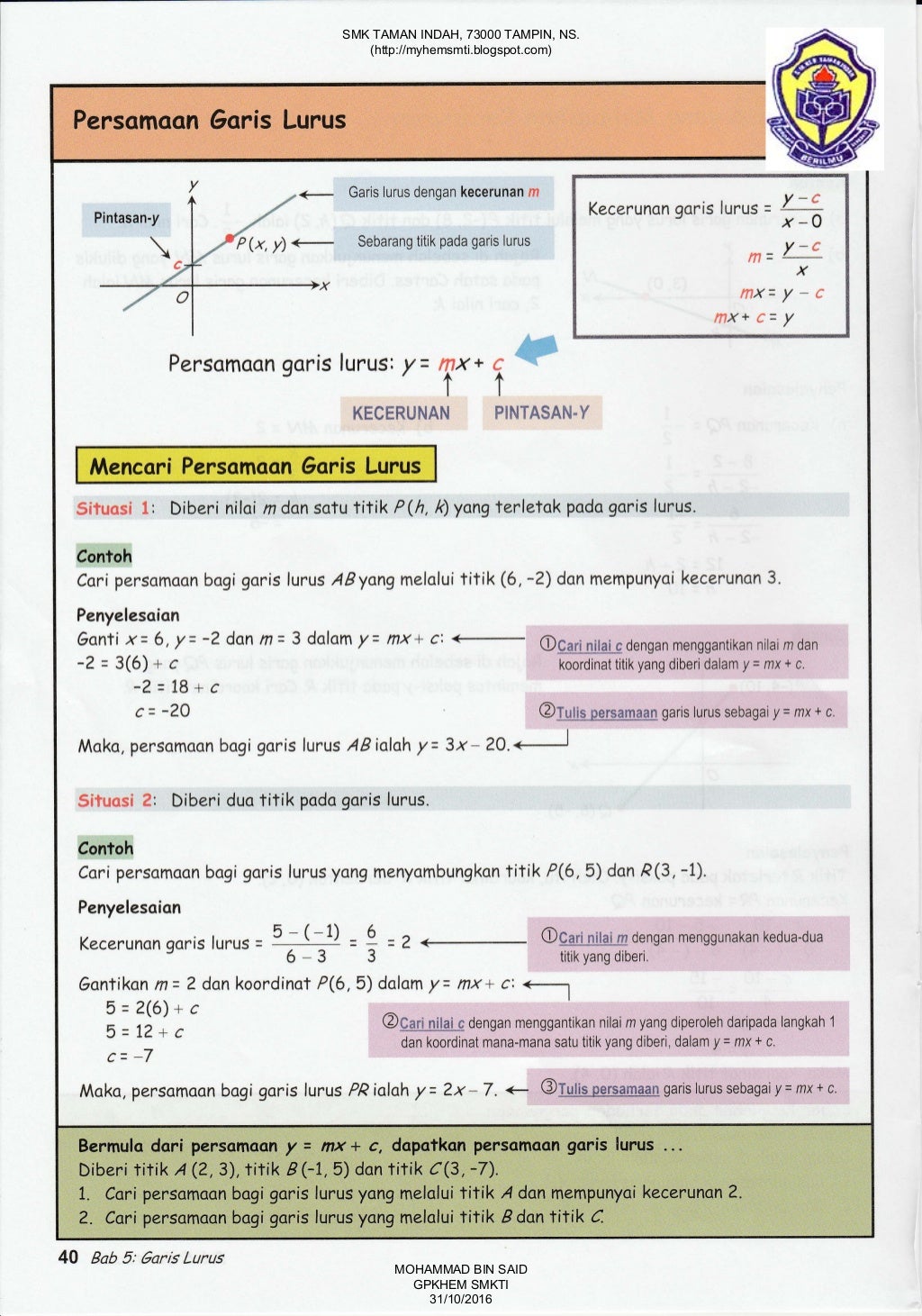 Nota Matematik Tingkatan 5  Nota Ringkas Matematik Cikgu Nana