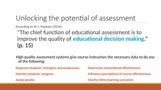Optimizing assessment systems to enhance teaching and learning | PPTX
