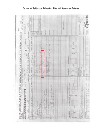 Partida de Guilherme Guimarães Silva pelo Craque do Futuro:
 