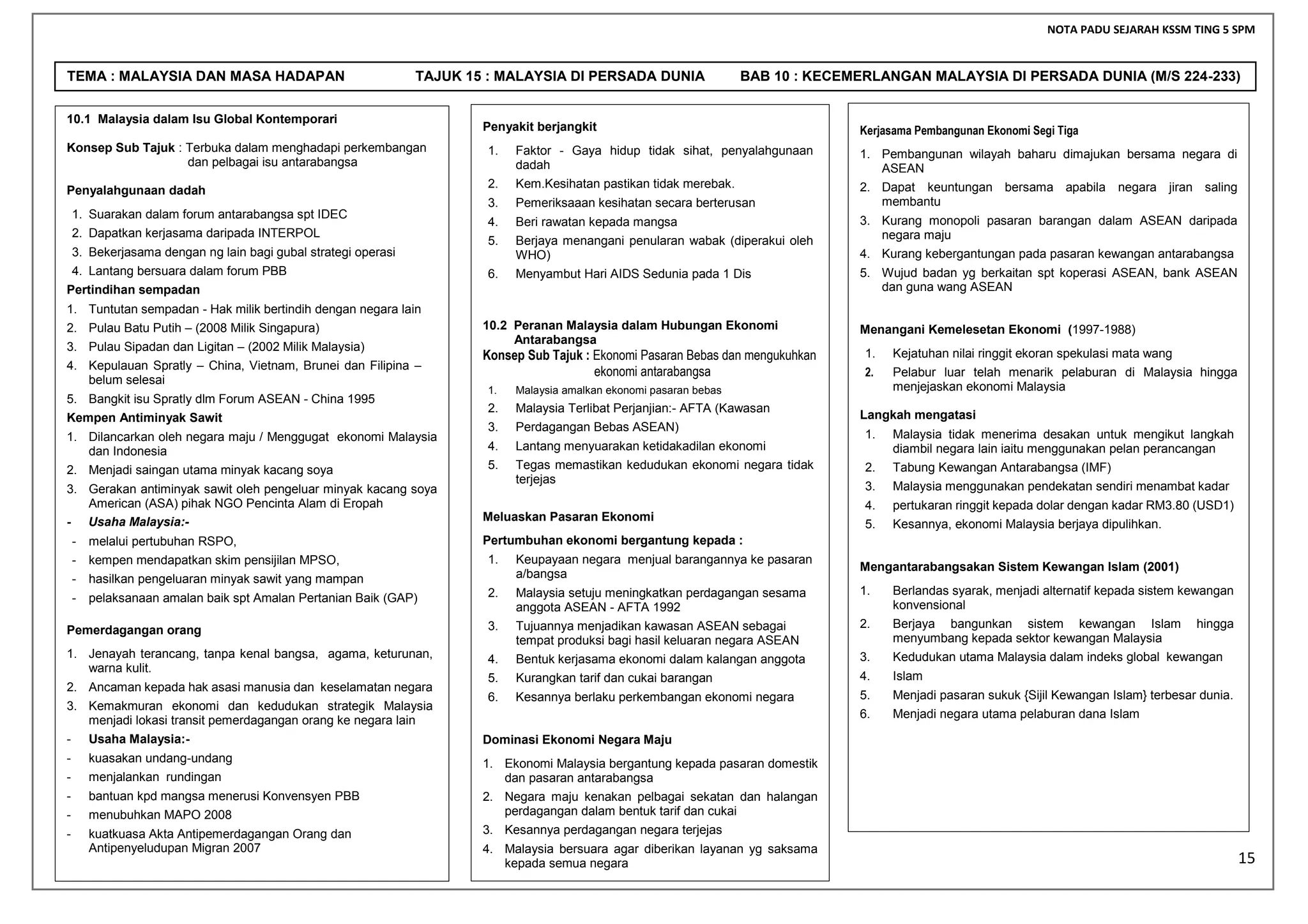 SEJARAH TINGKATAN 5. NOTA RINGKAS SEMUA BAB. | PDF