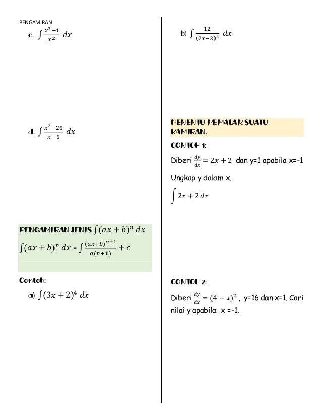 Nota Pengamiran Matematik Tambahan T5