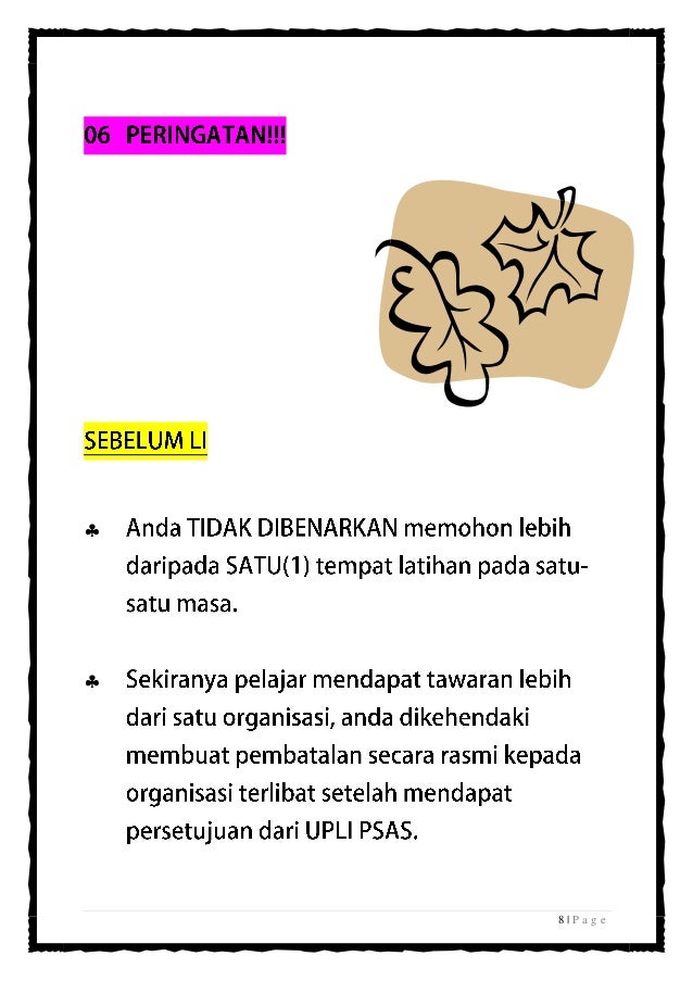 Nota Poket Pelajar Latihan Industri PSAS