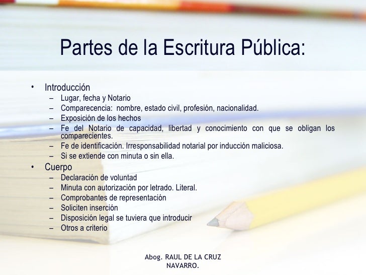 Partes de una escritura pública