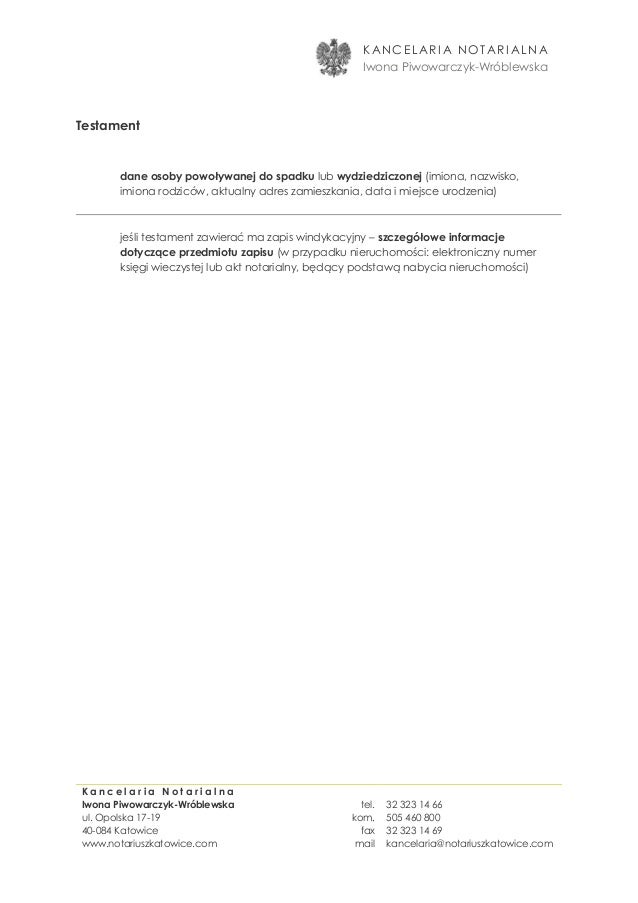 Notariusz Katowice Testament