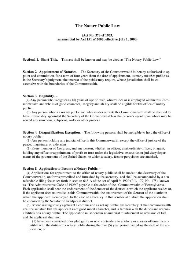 PA Notary Law