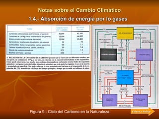 Notas sobre el Cambio Climático Figura 9.- Ciclo del Carbono en la Naturaleza   1.4.- Absorción de energía por lo gases Vo...