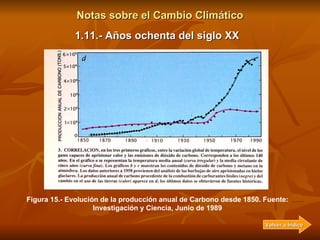 Notas sobre el Cambio Climático 1.11.- Años ochenta del siglo XX Figura 13.- Evolución de la temperatura media y la cantid...