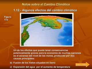 Notas sobre el Cambio Climático 1.12.- Algunos efectos del cambio climático Un o  de los  efectos producidos por el calent...