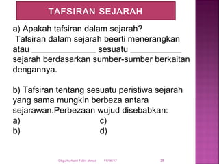 Perbezaan Tafsiran Dalam Sejarah