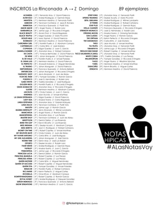 INSCRITOS La Rinconada A → Z Domingo 89 ejemplares
ALTANERA ( 10ª ) Fernando Aray // David Palencia SPIRIT KING ( 3ª ) Jho...
