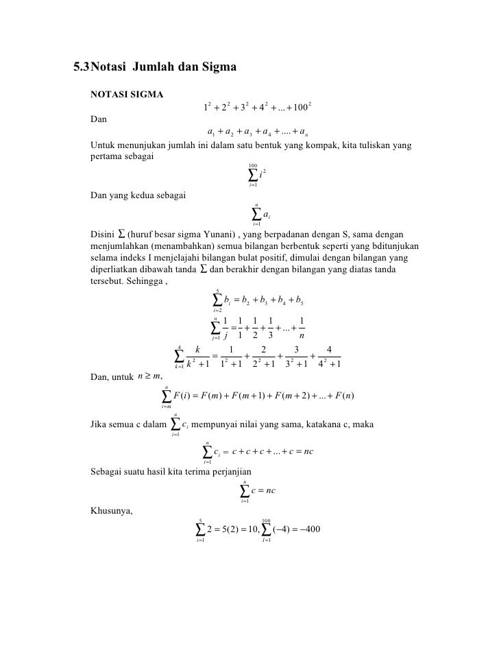 Notasi Jumlah Dan Sigma