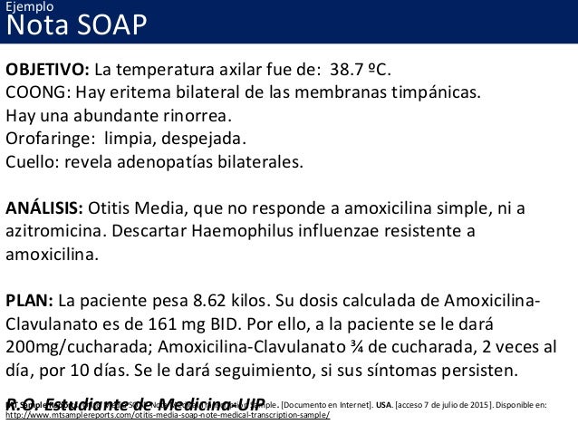 Nota de Evolución o Nota SOAP