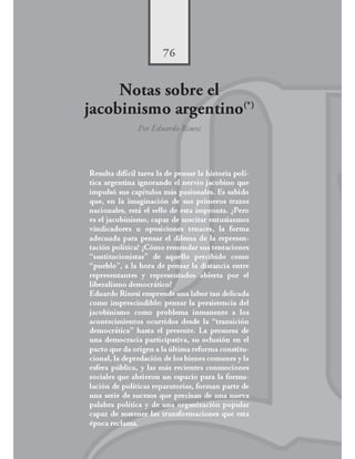 Notas sobre el Jacobinismo Argentino