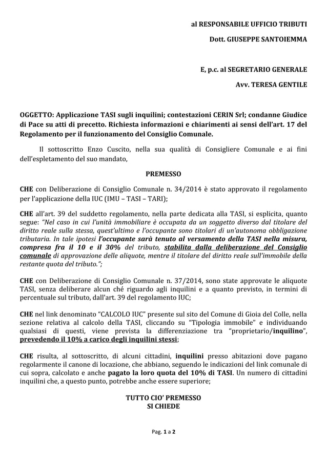 Lettera contestazione liquidazione sinistro