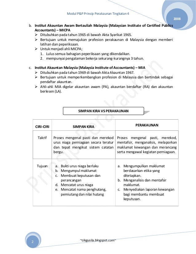 Nota tingkatan 4 prinsip akaun