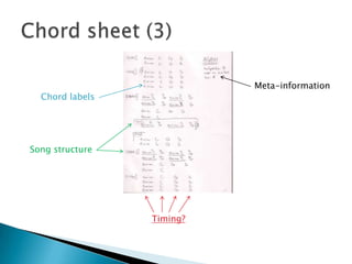 Chord sheet (3)Meta-informationChord labelsSong structureTiming?