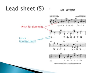 Lead sheet (5)Pitch for dummiesLyrics(multipe lines)