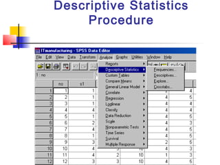 Descriptive Statistics
     Procedure
 