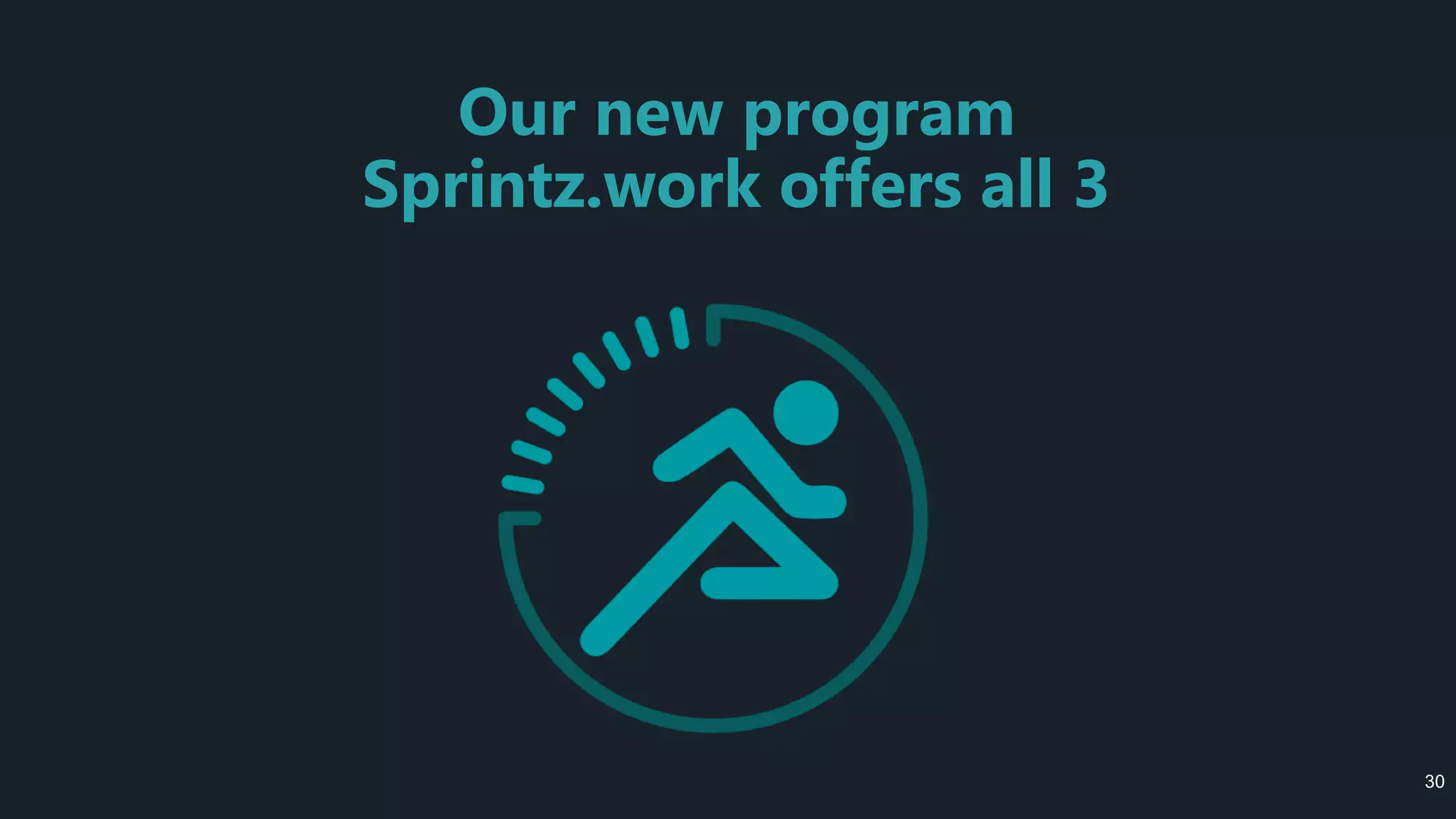 Our new program
Sprintz.work offers all 3
30
 