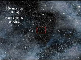 100 anos-luz
(1018
m)
Nada além de
estrelas.
 