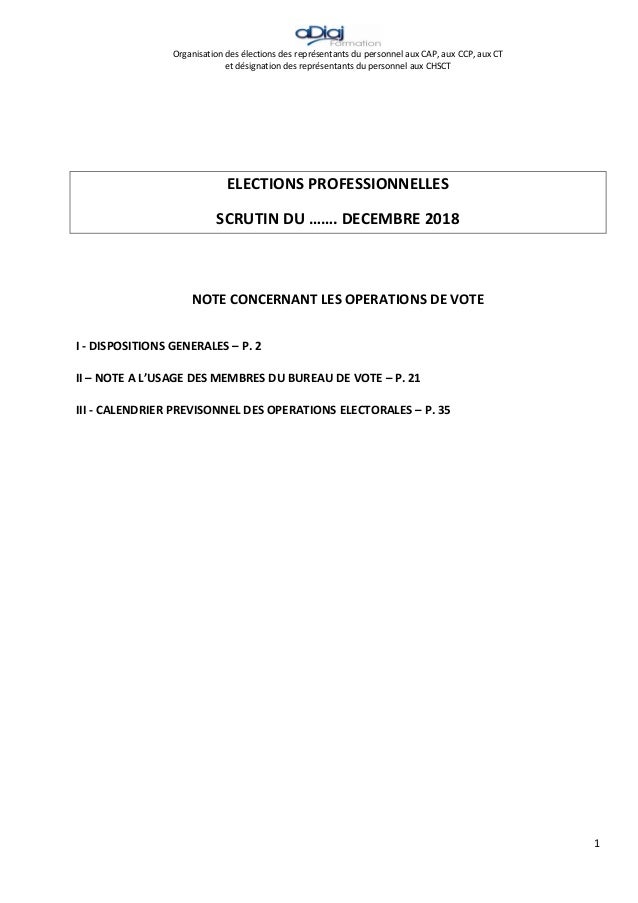 Note Concernant Les Opertaions De Vote Elections Professionnelles Fon
