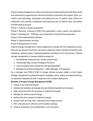 Note of Quality and Change Management MGMT 5212 | PDF