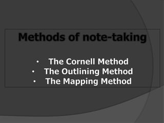 Note taking and note making | PPTX