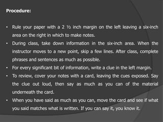 Overview of the note page
 
