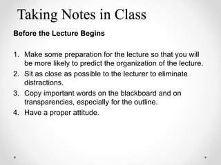 Note taking | PPTX